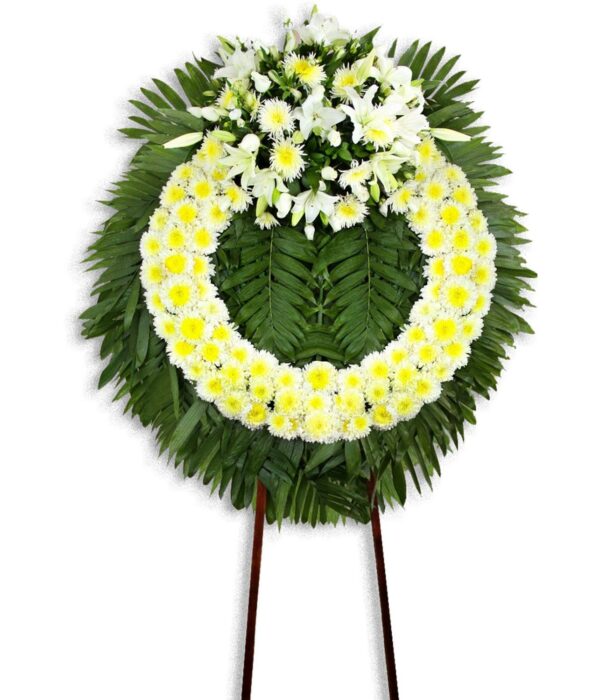 corona funebre verde y blanco