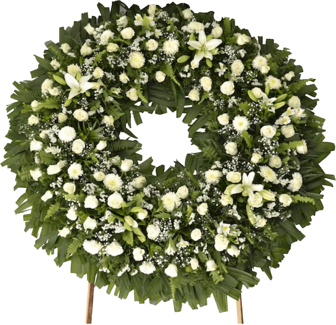 corona funebre verde y blanco