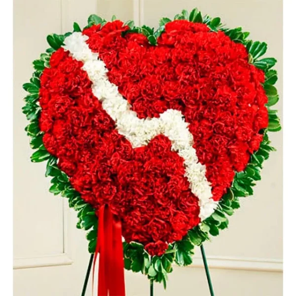 Corona fúnebre corazón partido